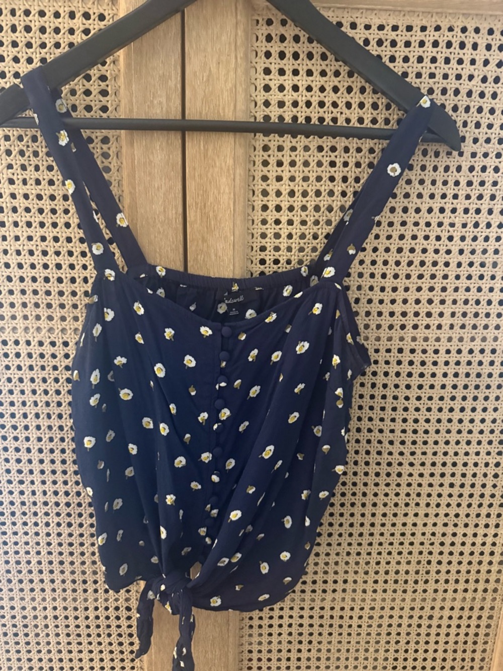 Madewell Navy Floral Tie-Front Tank Top